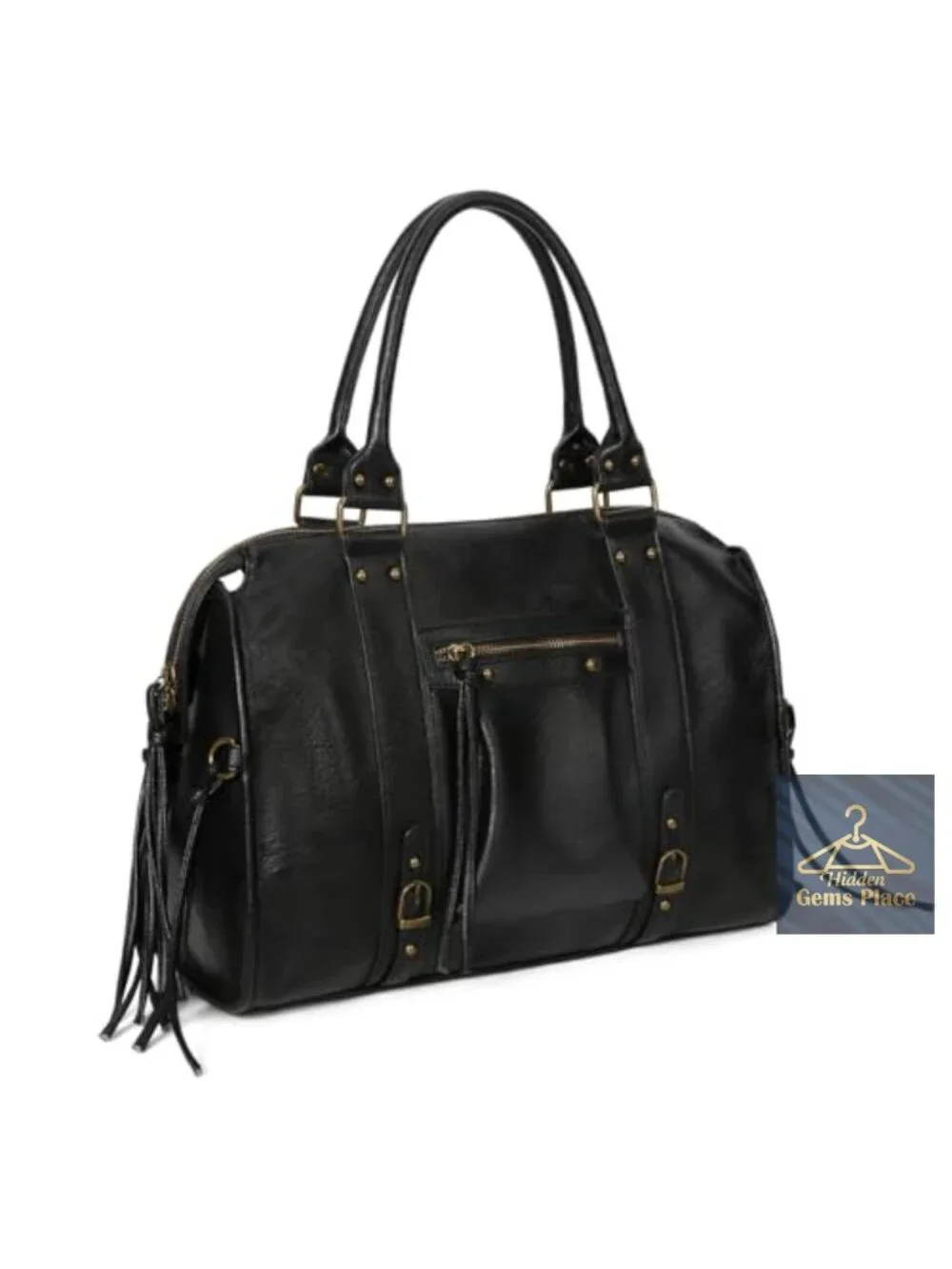 Vegan Leather Tote Bag Hobo with Studs Fringe Adjustable Crossbody Strap